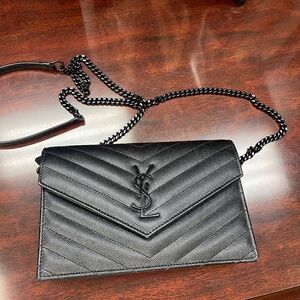 SAINT LAURENT Women's Cassandre Matelassé Leather Wallet On Chain